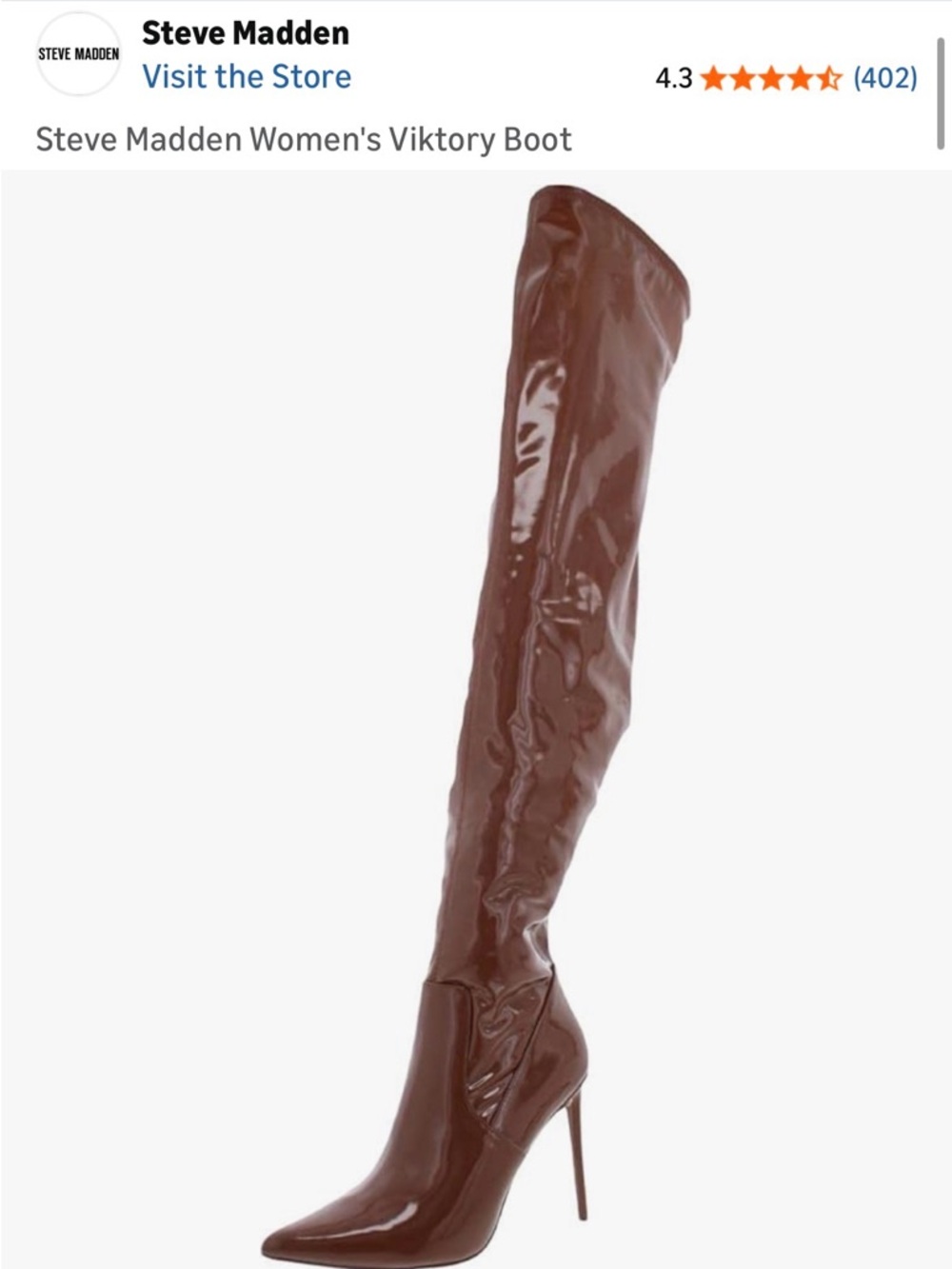 Steve Madden Brown Patent Viktory Over-the-Knee Boots